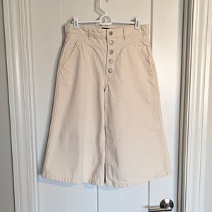 Banana Republic Off-white Wide Leg Capri Pants Culottes sz 4 - Button Fly